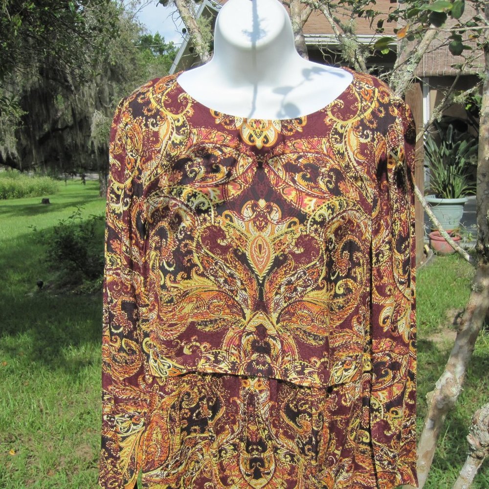 J Jill Paisley fall colors dress Long tunic size small